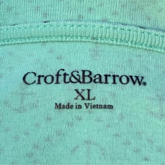 Croft & Barrow Light Teal Green & Navy Blue Nautical Short Sleeve Top ~ Size XL - Picture 5 of 8